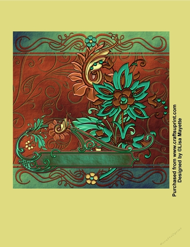 Baroque Bronzed Teal Flowers Quick Card Floral Card Topper