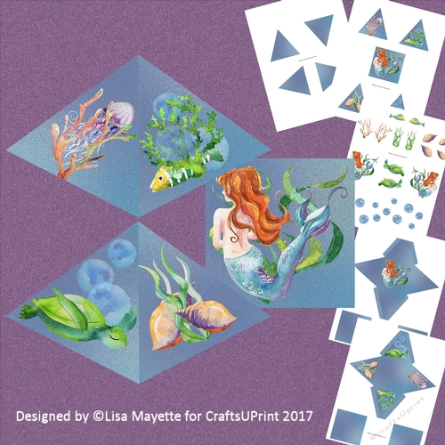 Mermaid Garden Pyramid Shaped Decoupage Card Kit