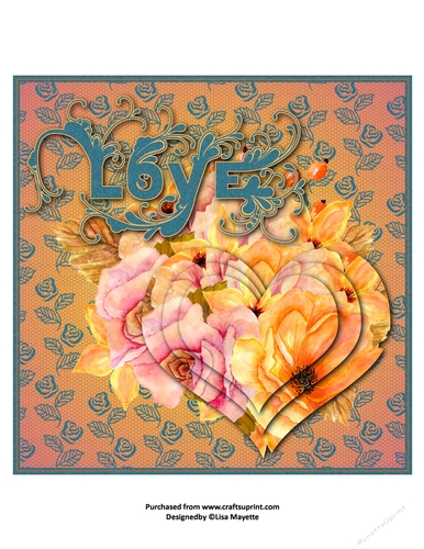 Watercolor Peony Love Heart Floral Quick Card Topper