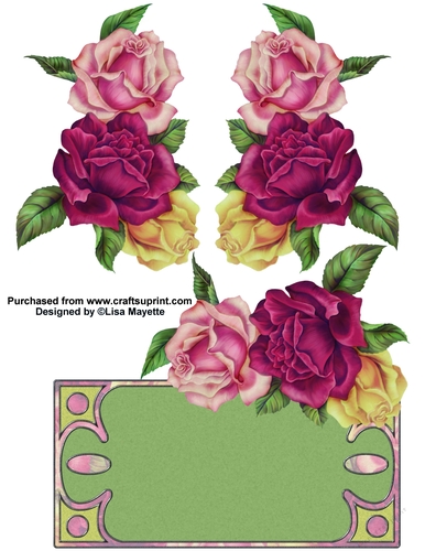 Nouveau Roses Quick Card Floral Card Topper