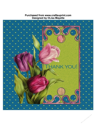 Nouveau Tulips Quick Card Floral Card Thank You Note Topper