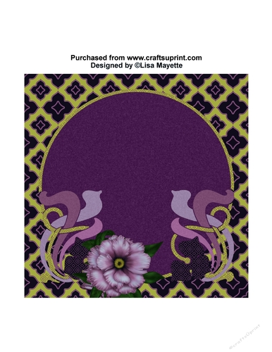 Art Nouveau Purple Peony Qua-trefoil Quick Card Floral Card Topper