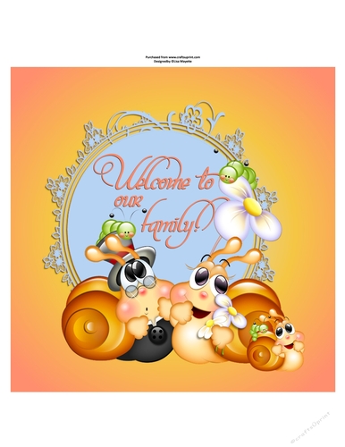 Snail Family Welcome Card Quick Card Topper
