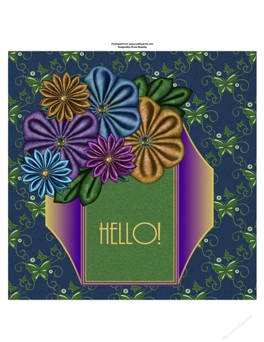 Art Deco Kanzashi Flowers Card Quick Card Topper