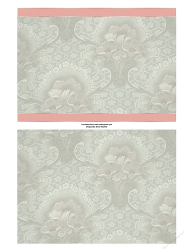 Coral & Gray Floral Damask Style Brocade Card Bases