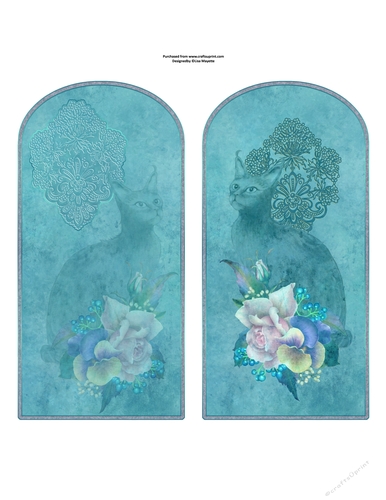 Art Deco Cat, Lace & Flowers Quick Card Topper