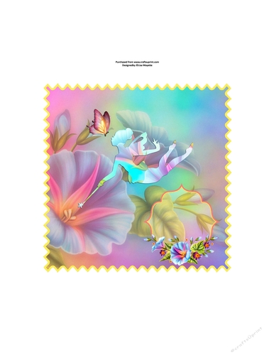 Enchanting Fairy & Morning Glories Stamp Shaped Quick Card Topper