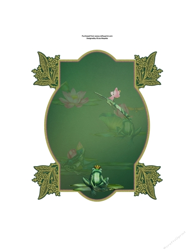 Frogs & Lace Lotus Flower Water Lily Pads Quick Card Topper