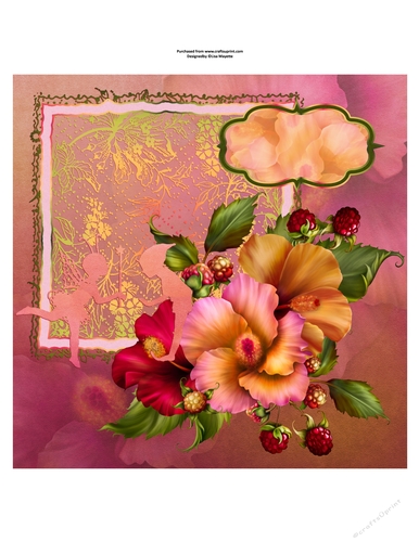 Tropical Hibiscus Flowers, Fairies & Lace Quick Card Topper