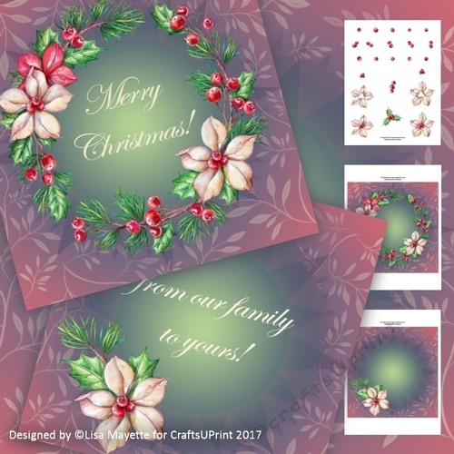 Enchanting Christmas Poinsettias Watercolor Floral Decoupage Mini Kit
