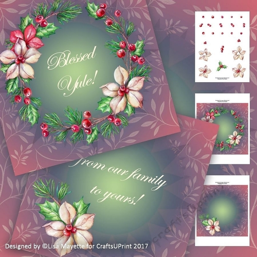 Enchanting Yule Poinsettias Watercolor Floral Decoupage Mini Kit