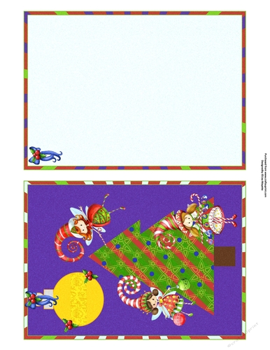 Holiday Fairies Watercolor Art Quick Card Topper & Insert
