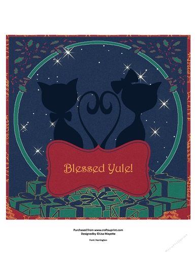 Yuletide Love Cats Starry Night Quick Card Topper