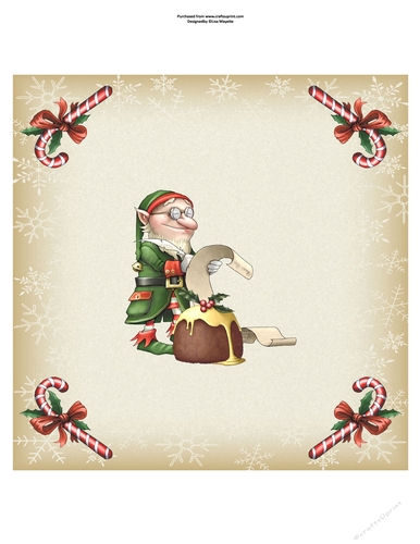 Elf with Santas List Christmas Quick Card Topper