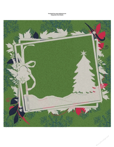 Grunge Framed Holiday Tree Quick Card Base Topper Insert