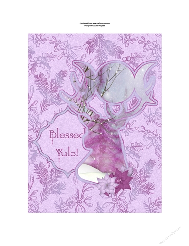 Icy Purple Yule Deer Floral Quick Card Topper