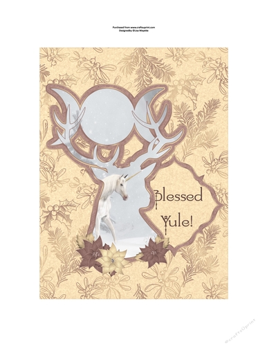 Peach Rose Yule Deer Floral Quick Card Topper