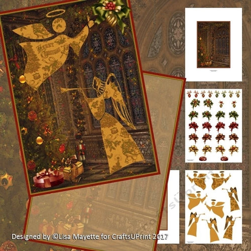 Christmas Church Angel Silhouettes Decoupage Mini Kit