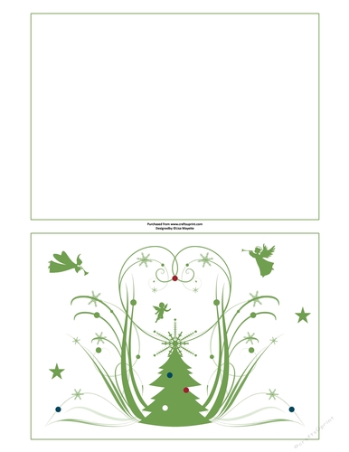 Green & White Whispy Christmas Tree Angel Quick Card Topper & Insert