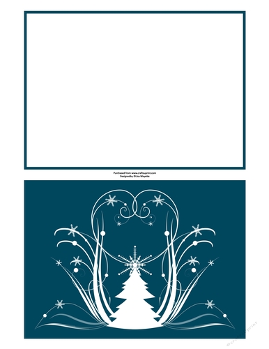 Wnite & Blue Whispy Christmas Tree Quick Card Topper & Insert