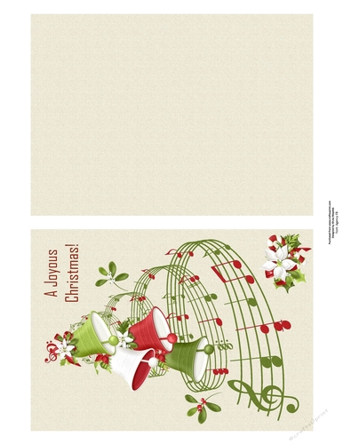 Vintage Style Christmas Bells & Tree Musical Floral Quick Card with Insert