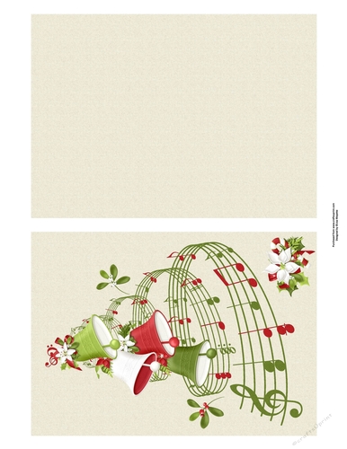 Vintage Style Christmas Bells & Tree Musical Floral Quick Card with Insert