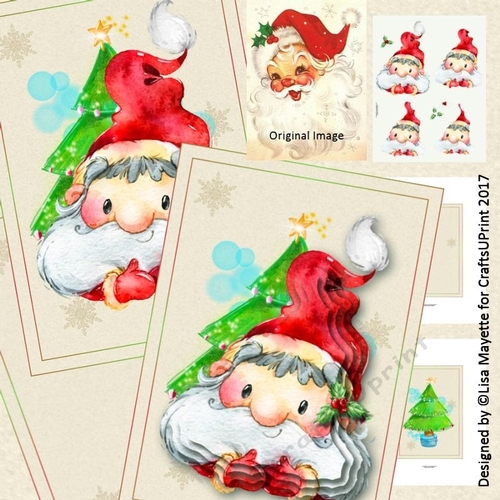 Vintage Style Santa Decoupage Pyramage Card Making Mini Kit