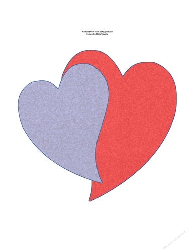 Red & Purple Double Heart Shaped Heart Shaped Quick Card Topper or Insert