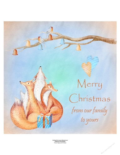 Winter Holiday Foxes Christmas Watercolor Art Quick Card Topper
