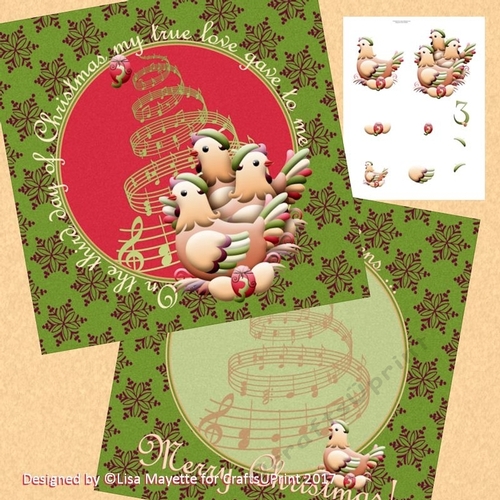 The Third Day of Christmas Three French Hens Card Making Mini Kit