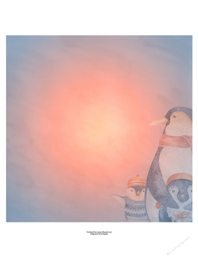 Winter Holiday Penguins Watercolor Art Quick Card Insert