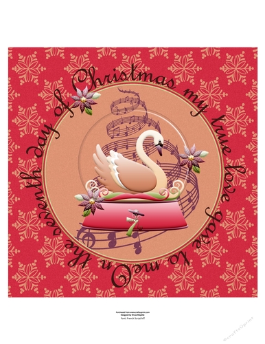 The Seventh Day of Christmas Seven Swans Swimming Quick Card Topper