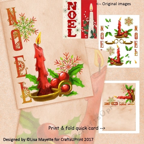 Vintage Style Noel Candle Christmas Decoupage Card Making Mini Kit