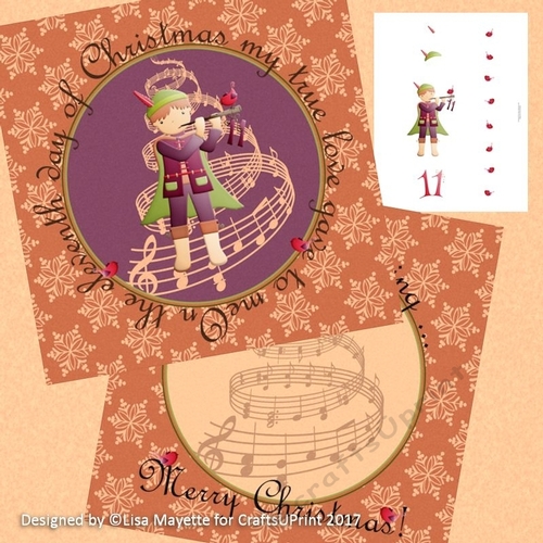 The Elventh Day of Christmas Eleven Pipers Piping Card Making Mini Kit