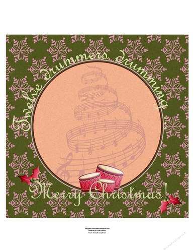 The Twelfth Day of Christmas Twelve Drummers Drumming Quick Card Insert