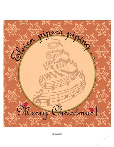 The Eleventh Day of Christmas Eleven Pipers Piping Quick Card Insert