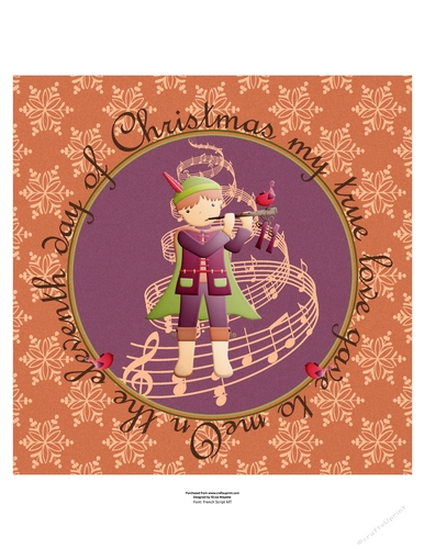 The Eleventh Day of Christmas Eleven Pipers Piping Quick Card Topper