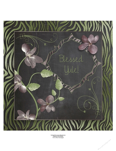 Holiday Orchids Zebra Print Chalkboard Blessed Yule Quick Card Topper