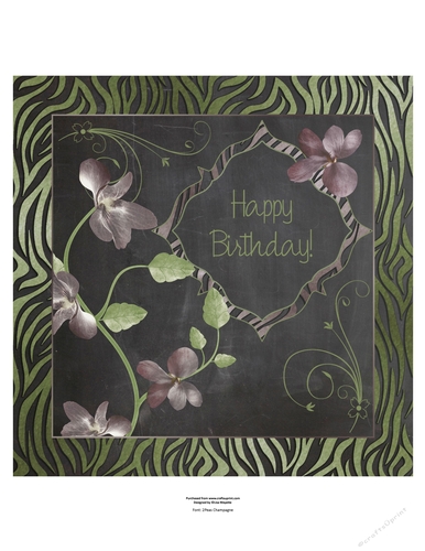 Holiday Orchids Zebra Print Chalkboard Happy Birthday Quick Card Topper