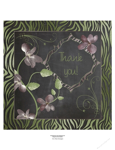 Holiday Orchids Zebra Print Chalkboard Thank You Quick Card Topper