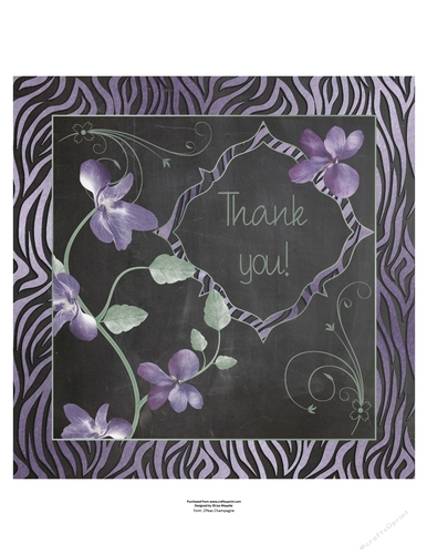 Purple Orchids Zebra Print Chalkboard Thank You Quick Card Topper