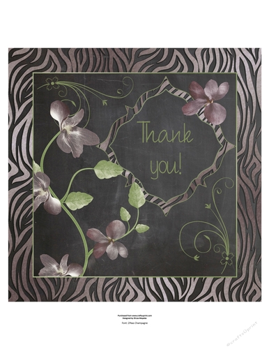 Red Orchids Zebra Print Chalkboard Thank You Quick Card Topper