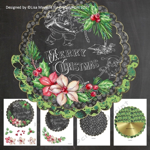Merry Christmas Poinsettias & Santa Chalkboard Wobble Card Making Kit