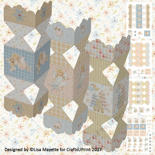 3D Pastel Cute Angels Decoupage Christmas Cracker Boxes