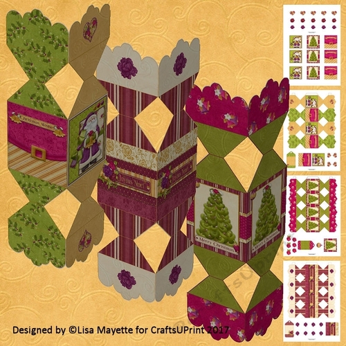3D Holiday Greetings Decoupage Christmas Cracker Boxes