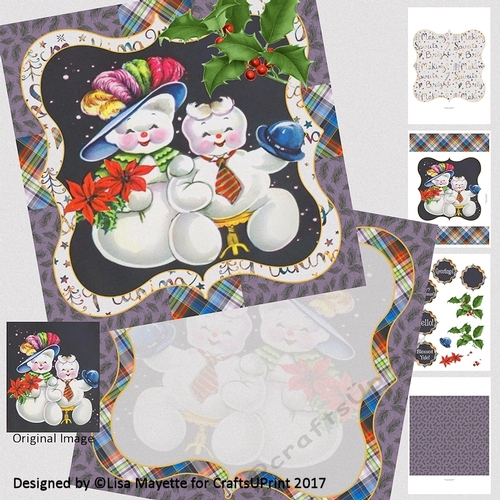 Vintage Christmas Snowman Lady & Gentleman Card Making Mini Kit