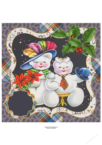 Vintage Snowman Lady & Gentleman Blank Quick Card Topper