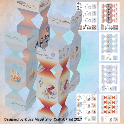 3D Winter Holiday Animal Cracker Decoupage Cracker Boxes