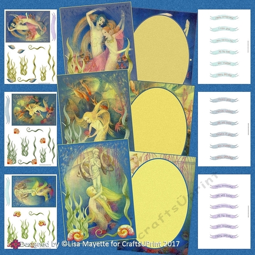 Art Deco The Little Mermaid Decoupage Vintage Card Making Bumper Kit