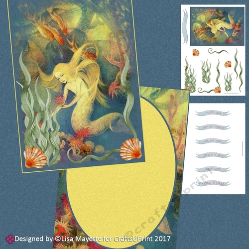 Art Deco The Little Mermaid Decoupage Vintage Card Making Kit